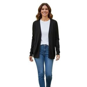 Eddie Bauer Women's Black Cardigan in Cotton and Nylon Size 2XL